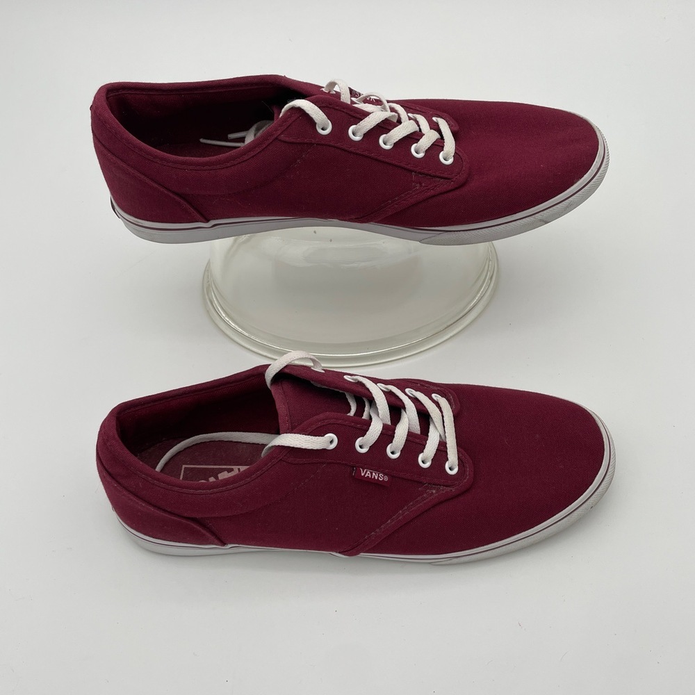 Vans TB4R Burgundy Canvas Low-Top Sneakers White Laces‎ Size Women 10 - Picture 2 of 11